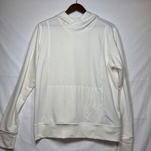 Marmot Women's La Linea Hoodie Pullover Ivory Thumb Holes Soft Lounge Wear Sz XL